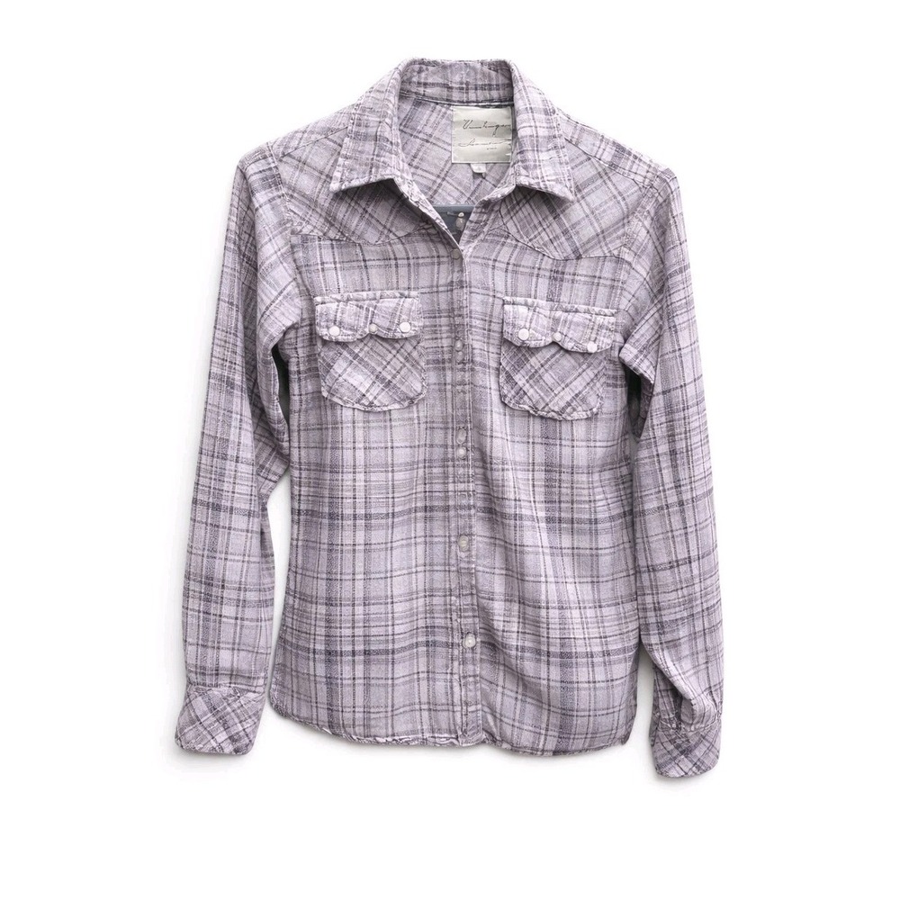 Vintage Havana Flannel Shirt Womens Juniors S Plaid Pearl Snap Western